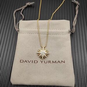 David Yurman Gold Starburst Diamond Pendant Necklace
